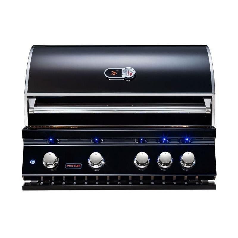 Whistler 34-Inch 4-Burner Built-In Gas Grill with Rear Infrared Burner, Grill Lights, Rotisserie Kit & Cover – Black Stainless